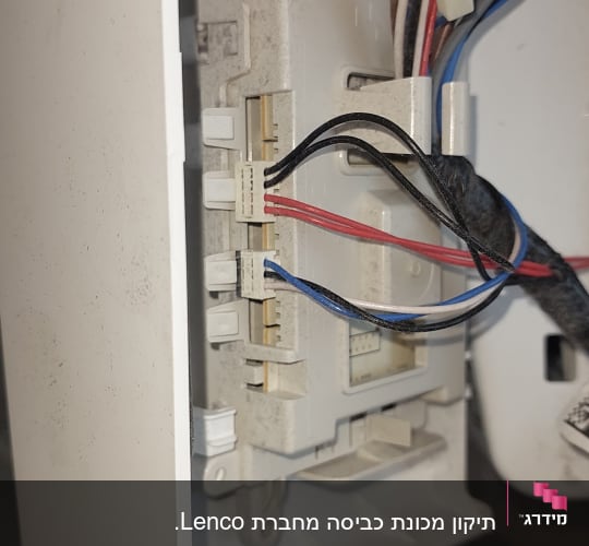 חוטים צבעוניים מחוברים ללוח חשמלי בתוך מכשיר